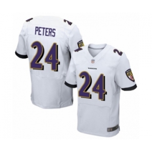 Men's Baltimore Ravens #24 Marcus Peters Elite White Football Jersey