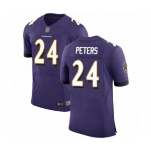 Men's Baltimore Ravens #24 Marcus Peters Purple Team Color Vapor Untouchable Elite Player Football Jersey