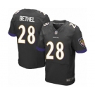 Men's Baltimore Ravens #28 Justin Bethel Elite Black Alternate Football Jersey