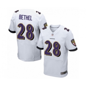 Men's Baltimore Ravens #28 Justin Bethel Elite White Football Jersey