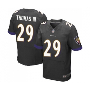 Men's Baltimore Ravens #29 Earl Thomas III Elite Black Alternate Football Jersey
