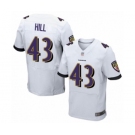 Men's Baltimore Ravens #43 Justice Hill Elite White Football Jersey