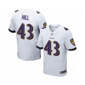 Men's Baltimore Ravens #43 Justice Hill Elite White Football Jersey