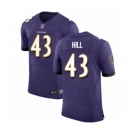 Men's Baltimore Ravens #43 Justice Hill Purple Team Color Vapor Untouchable Elite Player Football Jersey