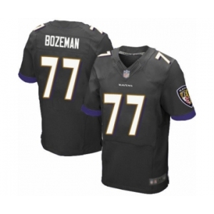 Men's Baltimore Ravens #77 Bradley Bozeman Elite Black Alternate Football Jersey