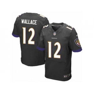 Men's Nike Baltimore Ravens #12 Mike Wallace Elite Black Alternate NFL Jersey