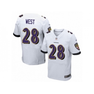 Men's Nike Baltimore Ravens #28 Terrance West Elite White NFL Jersey