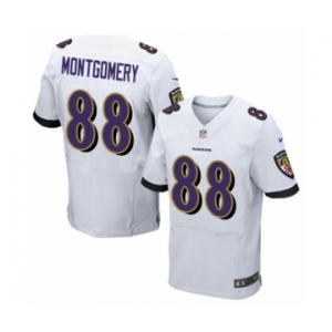 Men's Nike Baltimore Ravens #88 Ty Montgomery Elite White NFL Jersey