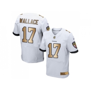 Nike Baltimore Ravens #17 Mike Wallace White Men's Stitched NFL New Elite Gold Jersey