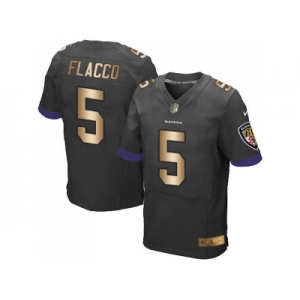Nike Baltimore Ravens #5 Joe Flacco Black Alternate Men's Stitched NFL New Elite Gold Jersey