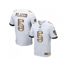 Nike Baltimore Ravens #5 Joe Flacco White Men's Stitched NFL New Elite Gold Jersey
