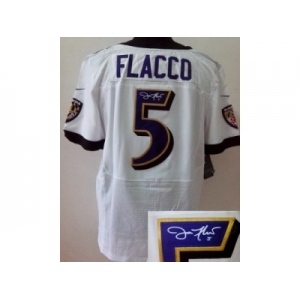 nike nfl jerseys baltimore ravens #5 flacco white[Elite signature]