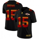 Baltimore Ravens #15 Marquise Brown Men's Black Nike Red Orange Stripe Vapor Limited NFL Jersey