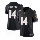 Men Baltimore Ravens #14 Kyle Hamilton Black 2023 F U S E Vapor Limited Stitched Jersey