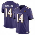 Men Baltimore Ravens #14 Kyle Hamilton Purple 2023 F U S E With John Madden Patch Vapor Limited Stitched Football Jersey