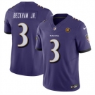 Men Baltimore Ravens #3 Odell Beckham Jr Purple 2023 F U S E With John Madden Patch Vapor Limited Football Jersey