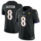 Men Baltimore Ravens #8 Lamar Jackson Black 2023 F U S E With John Madden Patch Vapor Limited Football Jersey