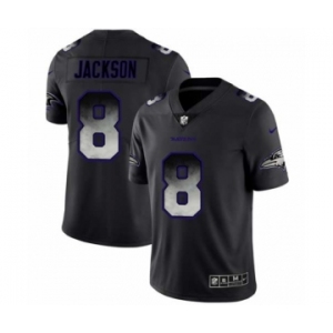 Men Baltimore Ravens #8 Lamar Jackson Black Smoke Fashion Limited Jersey