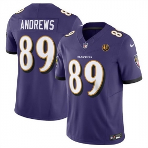 Men Baltimore Ravens #89 Mark Andrews Purple 2023 F U S E With John Madden Patch Vapor Limited Stitched Football Jersey