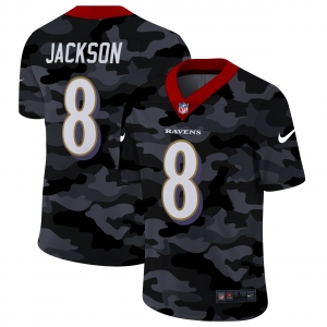 Men New Nike Baltimore Ravens #8 Jackson 2020 Nike 2ndCamo Salute to Service Limited