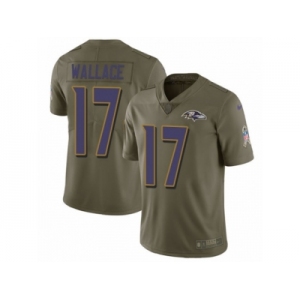 Men Nike Baltimore Ravens #17 Mike Wallace Limited Olive 2017 Salute to Service NFL Jersey