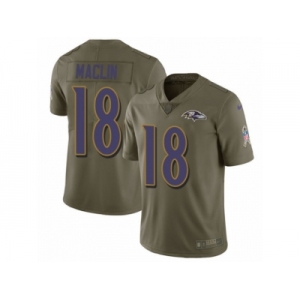 Men Nike Baltimore Ravens #18 Jeremy Maclin Limited Olive 2017 Salute to Service NFL Jersey