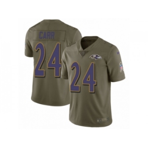 Men Nike Baltimore Ravens #24 Brandon Carr Limited Olive 2017 Salute to Service NFL Jersey