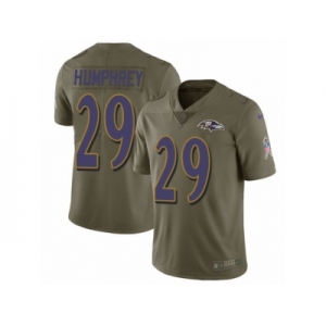 Men Nike Baltimore Ravens #29 Marlon Humphrey Limited Olive 2017 Salute to Service NFL Jersey