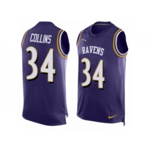 Men Nike Baltimore Ravens #34 Alex Collins Elite Purple Player Name & Number Tank Top NFL Jersey