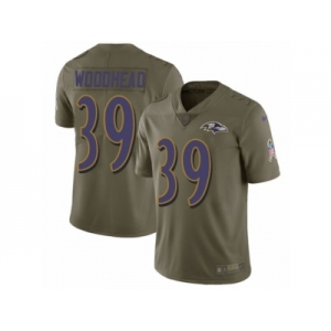 Men Nike Baltimore Ravens #39 Danny Woodhead Limited Olive 2017 Salute to Service NFL Jersey