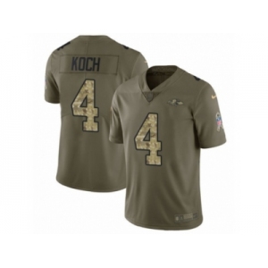 Men Nike Baltimore Ravens #4 Sam Koch Limited Olive Camo Salute to Service NFL Jersey