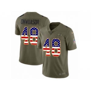 Men Nike Baltimore Ravens #48 Patrick Onwuasor Limited Olive USA Flag Salute to Service NFL Jersey