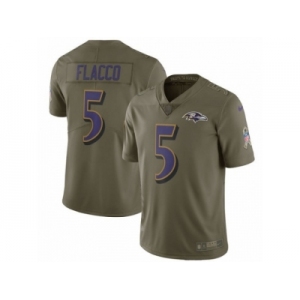 Men Nike Baltimore Ravens #5 Joe Flacco Limited Olive 2017 Salute to Service NFL Jersey