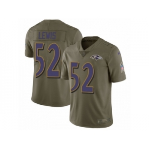 Men Nike Baltimore Ravens #52 Ray Lewis Limited Olive 2017 Salute to Service NFL Jersey