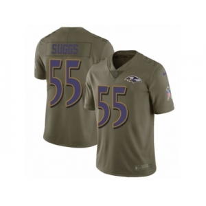 Men Nike Baltimore Ravens #55 Terrell Suggs Limited Olive 2017 Salute to Service NFL Jersey