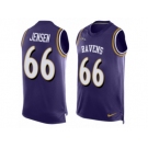 Men Nike Baltimore Ravens #66 Ryan Jensen Limited Purple Player Name & Number Tank Top NFL Jerseyy