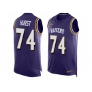 Men Nike Baltimore Ravens #74 James Hurst Elite Purple Player Name & Number Tank Top NFL Jersey