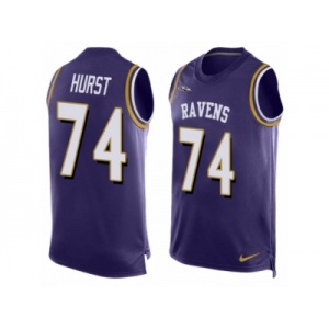 Men Nike Baltimore Ravens #74 James Hurst Elite Purple Player Name & Number Tank Top NFL Jersey