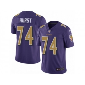 Men Nike Baltimore Ravens #74 James Hurst Limited Purple Rush Vapor Untouchable NFL Jersey