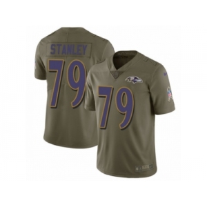 Men Nike Baltimore Ravens #79 Ronnie Stanley Limited Olive 2017 Salute to Service NFL Jersey