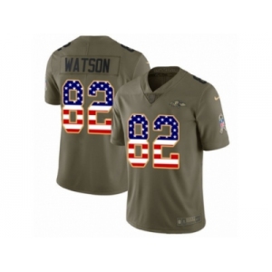 Men Nike Baltimore Ravens #82 Benjamin Watson Limited Olive USA Flag Salute to Service NFL Jersey