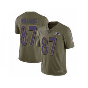 Men Nike Baltimore Ravens #87 Maxx Williams Limited Olive 2017 Salute to Service NFL Jersey