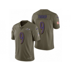 Men Nike Baltimore Ravens #9 Justin Tucker Olive 2017 Salute to Service Limited Jerseys