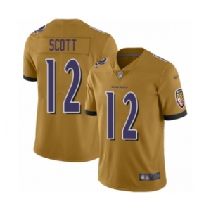 Men's Baltimore Ravens #12 Jaleel Scott Limited Gold Inverted Legend Football Jersey