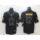 Men's Baltimore Ravens #12 Rashod Bateman Nike Black Gold Throwback 2021 Leopard Jersey