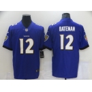 Men's Baltimore Ravens #12 Rashod Bateman Nike Purple 2021 NFL Draft First Round Pick Limited Jersey