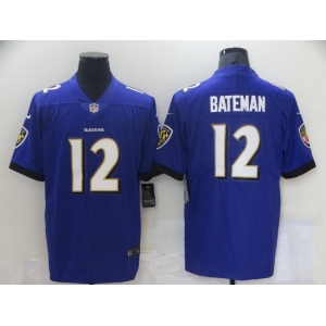 Men's Baltimore Ravens #12 Rashod Bateman Nike Purple 2021 NFL Draft First Round Pick Limited Jersey