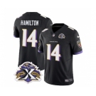 Men's Baltimore Ravens #14 Kyle Hamilton Black 2023 F.U.S.E With Patch Throwback Vapor Limited Stitched Jersey