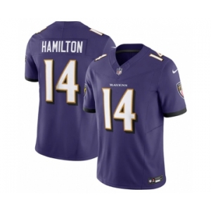 Men's Baltimore Ravens #14 Kyle Hamilton Purple 2023 F.U.S.E Vapor Jersey