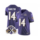 Men's Baltimore Ravens #14 Kyle Hamilton Purple 2023 F.U.S.E With Patch Throwback Vapor Limited Stitched Jersey